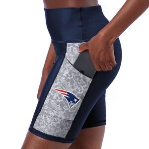 WOMEN CERTO NAVY NEW ENGLAND PATRIOTS HIGH WAIST LOGO POCKET COMPRESSION SHORT M